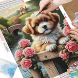 5D AB diamond embroidery painting full round/ square " Dog "