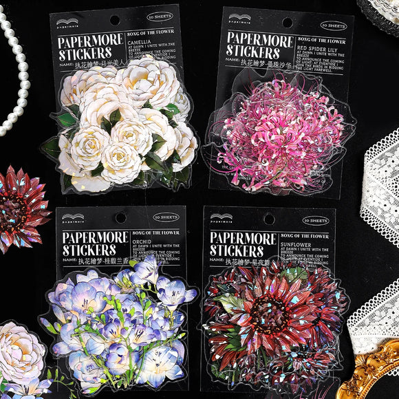 10pcs/pack Large size PET Stickers Plants and flowers Junk Journal DIY scrapbooking
