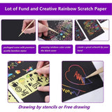 DIY 100PCS Rainbow Scratch Art Mini Note Paper Pad Cards