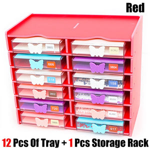 12pcs Tray + 1Pcs Storage Rack 12 Slots suit Diamond Painting Kit