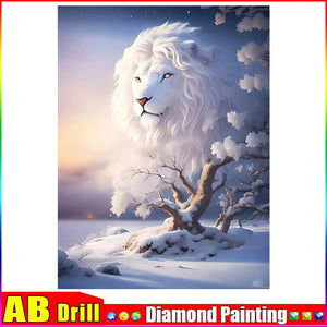 5D DIY Diamond Painting Kits -Full Square / Round Drill "White Lion Scenery"