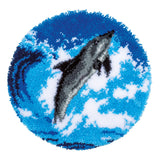 Latch hook DIY rug kit preprinted " Dolphin" approx 50cm dia