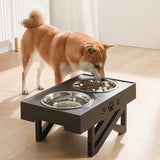 Dogs Double Bowls with Stand - Adjustable Height for Pet Feeding