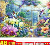 5D DIY Diamond Painting Kits -Full Square / Round Drill "Bird Flower Scenery"
