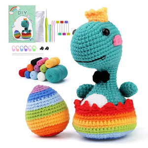 Dinosaur Shape Doll Ornaments  DIY Crochet Material Bag Complete Set