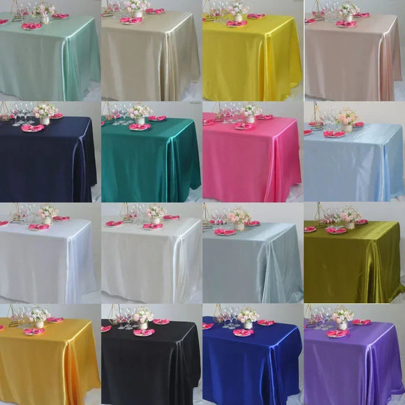 Reusable Satin Tablecloth Wedding Marriage Party Decoration Polyester Table Cloth Set B