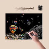 Scratch Painting Kit 4 Sheets Rainbow Engraving Painting Landscape For Adults And Kids
