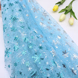 150cm Width 1meter/lot  Snowflake Printed Gauze Polyester Mesh Tulle Fabric Fabric for Wedding Party Decoration