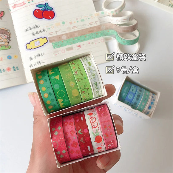 5Pcs/Box Retro Geometry Washi Tape Set