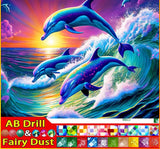 5D DIY Diamond Embroidery Full Square/round Fairy Dust AB Diamonds Painting "Animal Dolphin"