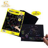 10PCS Scratch Paper and 5PCS Animal Building Stencil Magic Template  DIY Crafts Children Gifts