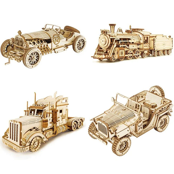 3D Wooden Puzzle  Truck  Car train Grand Prix Car Toys for Adults and Kids