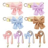 Cute Dog Collar Leash Set With Bowknot Soft Velvet Collars For Small Medium Dogs