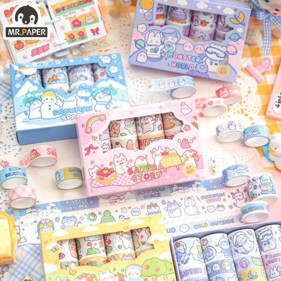 Cartoon Animal Washi Tape Set Cute Rabbit Series DIY Diary Journal Scrapbooking