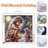 5D DIY  Full Square/ Round  Drill Diamond Painting  "Girl and mouse"