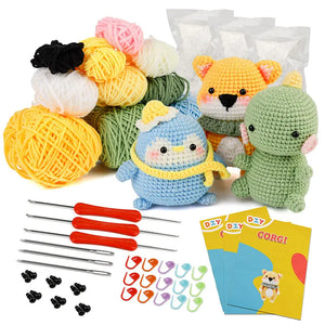 DIY Crochet Animal Kit With Hand Knitting Yarn Needles Starter kit