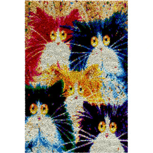 Latch hook DIY rug kit preprinted " Cats" approx 102x69cm