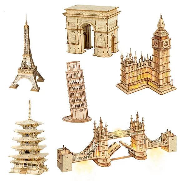 3D Wooden Puzzle  Big Ben Tower Bridge Building Model Toys