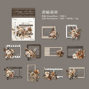 20pcs/pack Transparent PET Flower Stickers Retro Junk Journal DIY scrapbooking