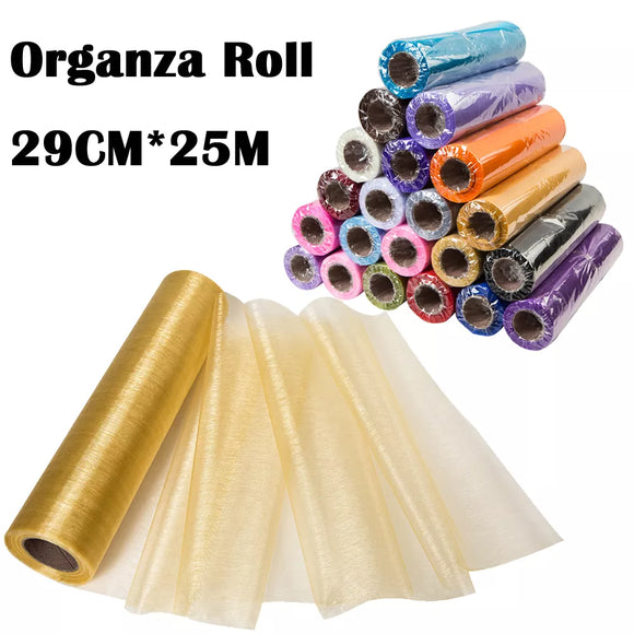 25M x 29CM Sheer Organza Roll Tulle Fabric Chair Sashes Wedding Party Events