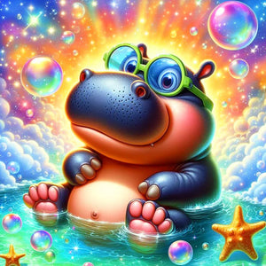 5D diamond embroidery painting full round/ square "Hippo"