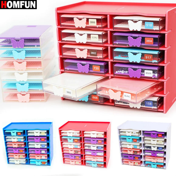 12pcs Tray + 1Pcs Storage Rack 12 Slots suit Diamond Painting Kit