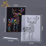 10PCS Scratch Paper and 5PCS Animal Building Stencil Magic Template  DIY Crafts Children Gifts