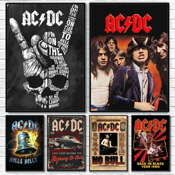 AC-DC Rock Band Wall Art Prints Waterproof Home Decor