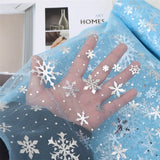 150cm Width 1meter/lot  Snowflake Printed Gauze Polyester Mesh Tulle Fabric Fabric for Wedding Party Decoration