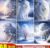 5D DIY Diamond Painting Kits -Full Square / Round Drill "White Lion Scenery"
