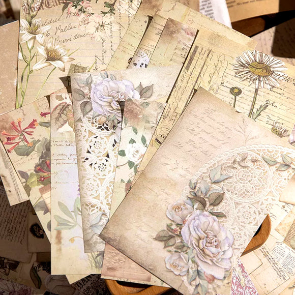 100sheets Retro Decorative Material Vintage Rose Paper Book  DIY Scrapbooking Journal