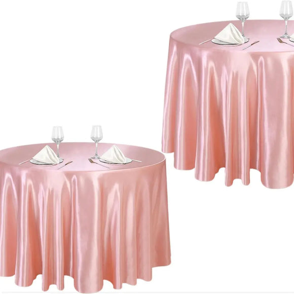 Round Satin Tablecloth Covers Bright Smooth Fabric  Solid Color for Wedding Party Restaurant