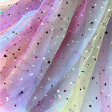 150x90cm Rainbow Organza Tulle Fabric Glittering for Sewing Background Decoration