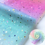 150x90cm Rainbow Organza Tulle Fabric Glittering for Sewing Background Decoration