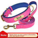 Personalized Dog Collar PU Leather leash option for Small to Large Dogs