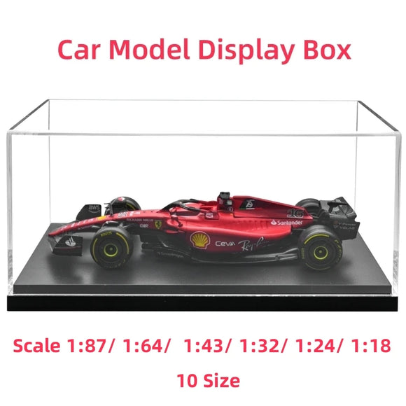 10 Sizes - 1/87 1/64 1/43 1/32 1/24 1/18 Clear Acrylic Car Model Display Box Dust Cover