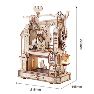 DIY 3D Wooden Puzzle Model Kits to Build "Printing Press" w- Mechanical Gears