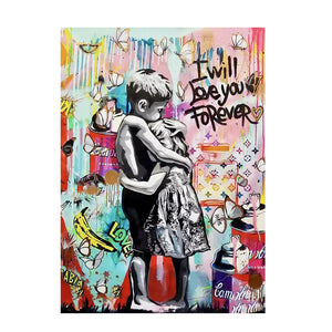 Wall Art Canvas Prints Street Pop Poster Banksy I Will Love You Forever