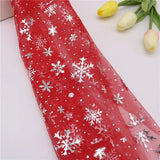 150cm Width 1meter/lot  Snowflake Printed Gauze Polyester Mesh Tulle Fabric Fabric for Wedding Party Decoration