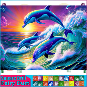 5D DIY Diamond Embroidery Full Square/round Fairy Dust AB Diamonds Painting "Animal Dolphin"