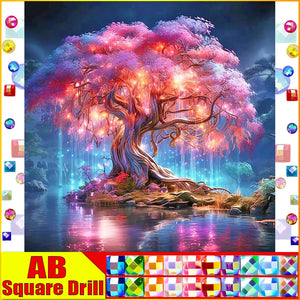 5D DIY Diamond Embroidery Full Square/round Fairy Dust AB Diamond Painting "Scenery Tree"