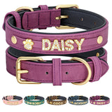 Personalized Soft Dog PU Leather Collar Free Rhinestone Charm For Small Medium Dogs