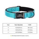 Reflective Personalized Dog Collar ID Nylon Collar Soft Padded  for Small to Large Dogs