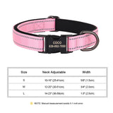 Reflective Personalized Dog Collar ID Nylon Collar Soft Padded  for Small to Large Dogs