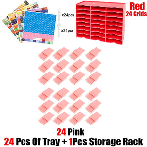 12/24/48 pcs Tray + 1Pcs Storage Rack Slots suit 5D DIY Diamond Painting