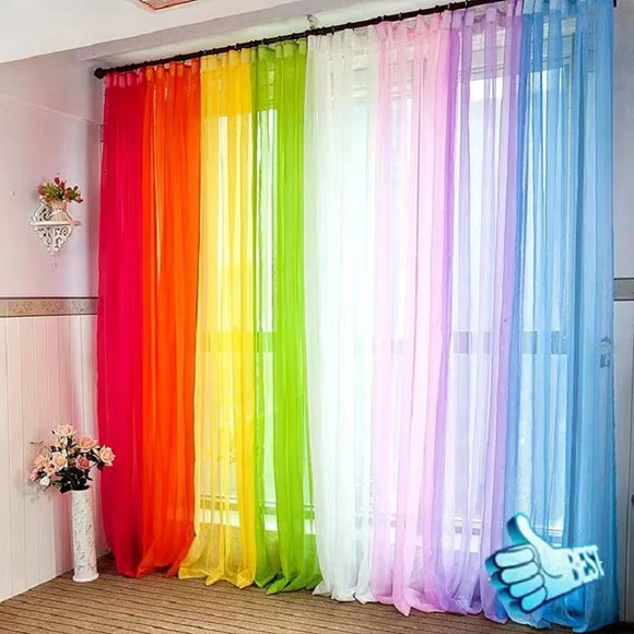 Solid Color Multicolor Bay Window Screening Door Curtains Drape Panel Sheer Tulle