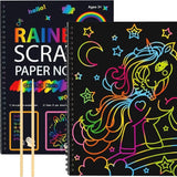 Rainbow Scratch Book Colorful  Drawing Paper  Children or Adults