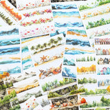 20 pcs/book PET Die cut Stickers Long strip landscape Junk Journal DIY scrapbooking