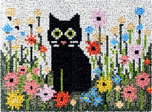 Latch hook DIY rug kit preprinted " Cat with flowers" approx 52x38cm