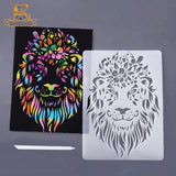 10PCS Scratch Paper and 5PCS Animal Building Stencil Magic Template  DIY Crafts Children Gifts